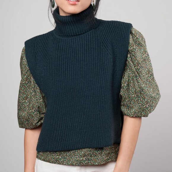 Isabel Marant 100% Merino Wool Megan Sleeveless Sweater Vest Teal Sz S/4 - Picture 1 of 8